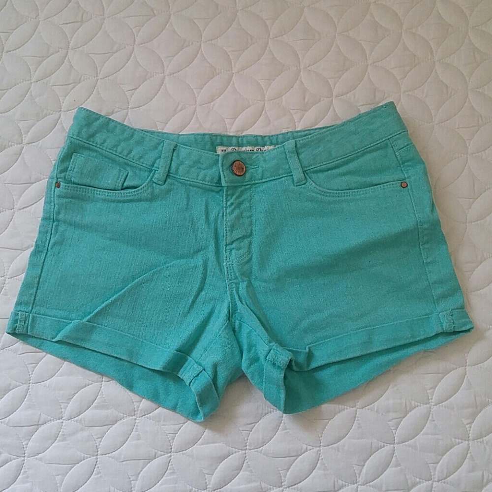 Mint color jean shorts